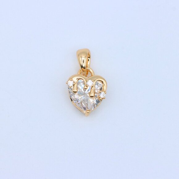 "Heart Drip White Pendant in Gold Finish Stylish Jewelry, XPPT1696 - Picture 11 of 13